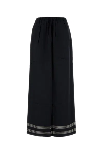 パンツ BODE Black viscose Mathilde wide-leg (WRF24BT023 NVCRM) Bode Black Viscose Mathilde Wide-leg In Multi | ModeSens