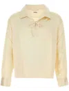 Bode Cream Satin Maze Blouse In Nude