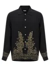 Bode Beaded Epoque Silk Button-up Shirt In Black