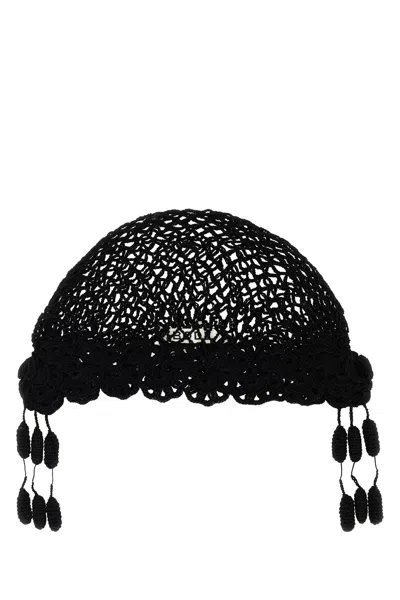 Bode Men Black Crochet Blossom Beanie