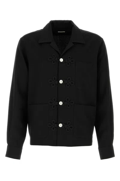 Bode Men Black Wool Astor Shirt