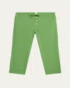 Bode Straight-leg Striped Cotton-twill Drawstring Trousers In Green White