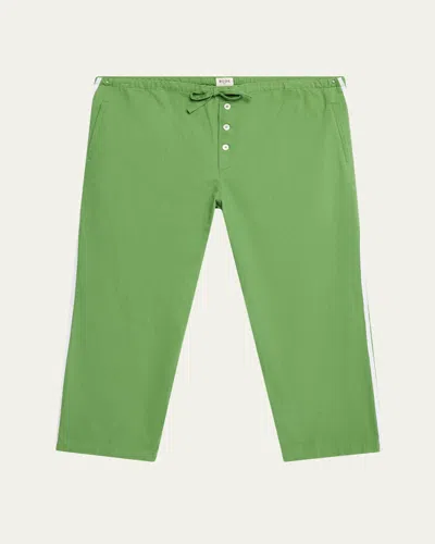 Bode Straight-leg Striped Cotton-twill Drawstring Trousers In Green