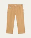 Bode Knolly Brook Straight-leg Embroidered Cotton-canvas Trousers In Brown