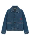 Bode Embroidered Merino Wool-blend Denim Jacket In Blue