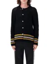 Bode Black Harbor Stripe Cardigan In Black Multi