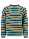 Bode Striped Wool Pullover Sweater In Green