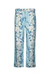 Bode Sky Blue Leaf-print Trousers In Multicolor