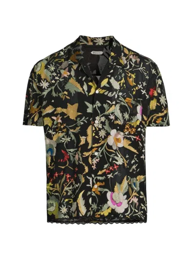 Bode Men's The Crane Estate Heirloom Floral Silk Shirt In Neutral