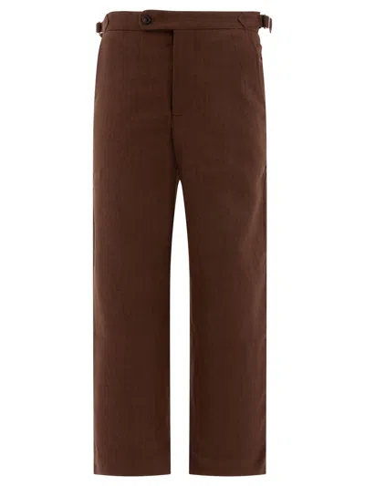 Bode Brown Linen Suiting Trousers