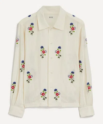 Bode Beaded Wildflower Shirt In Nude