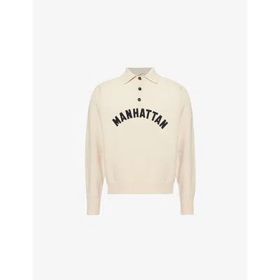 Bode Mens  Manhattan Wool Polo Shirt In Cream
