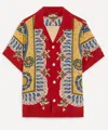 Bode Mens Bricolage Short-sleeve Silk Shirt