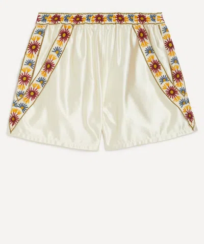 Bode Mens Candyfloss Embroidered Shorts In Neutrals