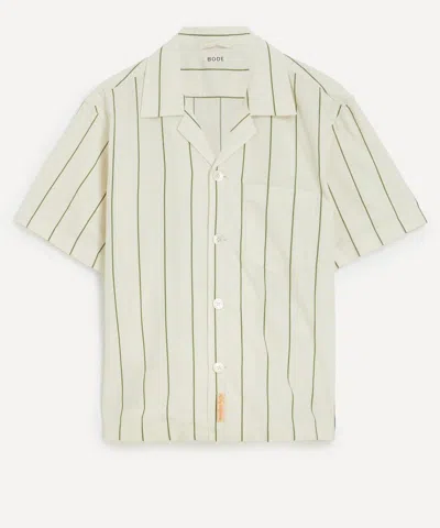 BODE BODE MENS CELERY STRIPE SHORT-SLEEVE SHIRT