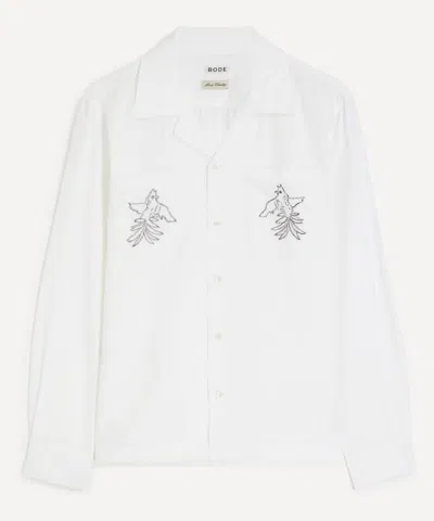 Bode Mens Cockatoo Cotton-silk Shirt In White