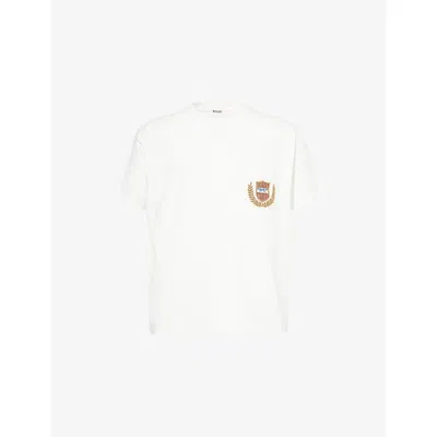 Bode Mens Sportsman Patch-pocket Cotton-jersey T-shirt Cream In White