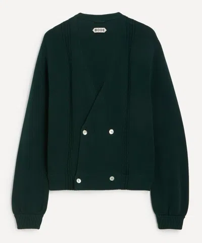 Bode Mens Dark Green Double-breasted Cardigan