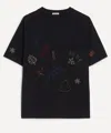 Bode Field Guide Embroidered Cotton-jersey T-shirt In Black
