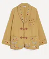 Bode Feather Runner Smoking Embroidered Blazer In Brown