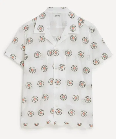 Bode White Floral Aperture Short Sleeve Shirt