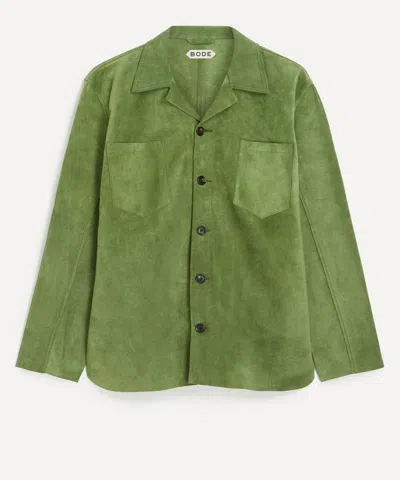 BODE BODE MENS GREEN SUEDE OVERSHIRT