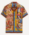 Bode Manhattan Island Camp-collar Printed Silk-satin Shirt In Multi