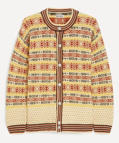 Bode Marzipan Jacquard-knit Wool Cardigan In Yellow