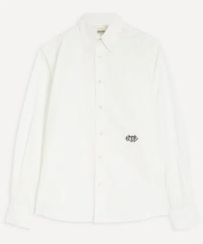 Bode Mens Monogrammed Poplin Shirt In White