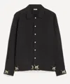 Bode Pointer Camp-collar Embroidered Cotton Shirt In Black