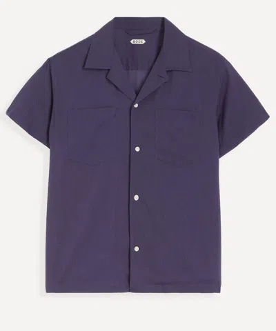 Bode Mens Voile Short-sleeve Shirt In Navy In Blue