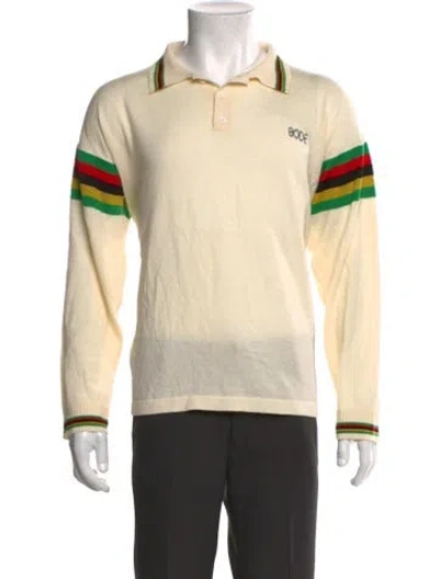 Pre-owned Bode Merino Wool Colorblock Pattern Polo Shirt In Neutral