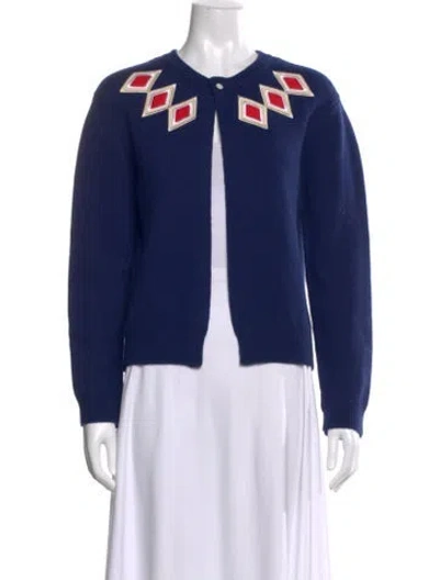 Pre-owned Bode Merino Wool Crew Neck Sweater In Blue