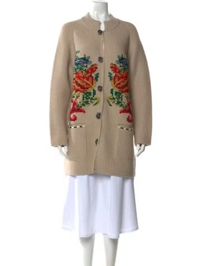 Pre-owned Bode Merino Wool Floral Print Sweater In Neutral