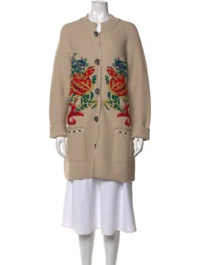 Pre-owned Bode Merino Wool Floral Print Sweater In Neutrals