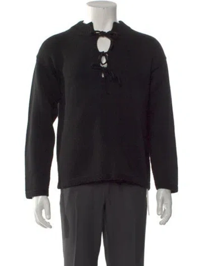 Pre-owned Bode Merino Wool Graphic Print Polo Sweater In Black