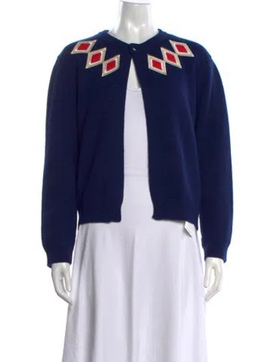 Pre-owned Bode Merino Wool Graphic Print Sweater In Blue