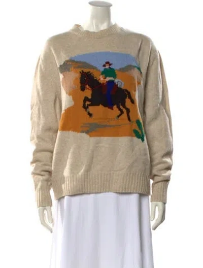 Pre-owned Bode Merino Wool Graphic Print Sweater In Neutral