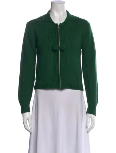 Pre-owned Bode Merino Wool Open Front Sweater In Green