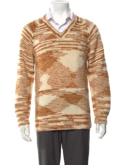 Pre-owned Bode Merino Wool Patterned Pullover In Brown