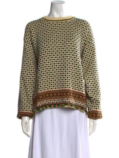 Pre-owned Bode Merino Wool Patterned Sweater In Yellow