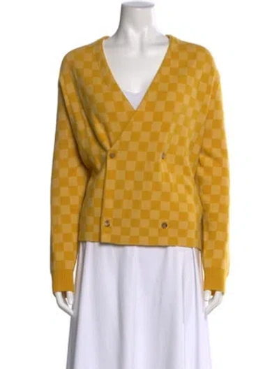 Pre-owned Bode Merino Wool Plaid Print Sweater In Yellow