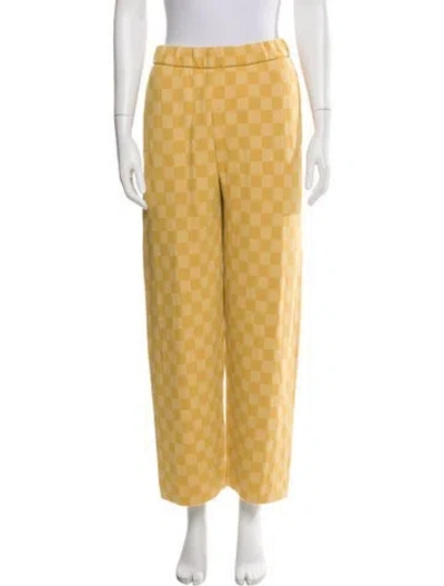 Pre-owned Bode Merino Wool Plaid Print Sweatpants In Yellow