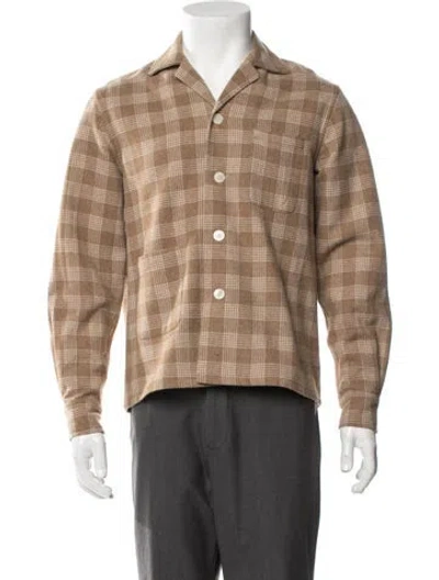 Pre-owned Bode Merino Wool Plaid Print Trucker Jacket In Brown