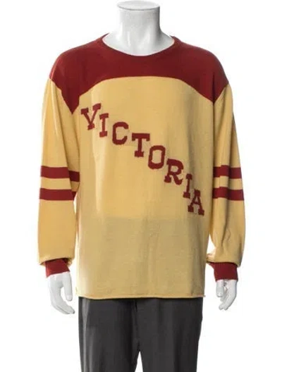 Pre-owned Bode Merino Wool Printed Pullover In Yellow