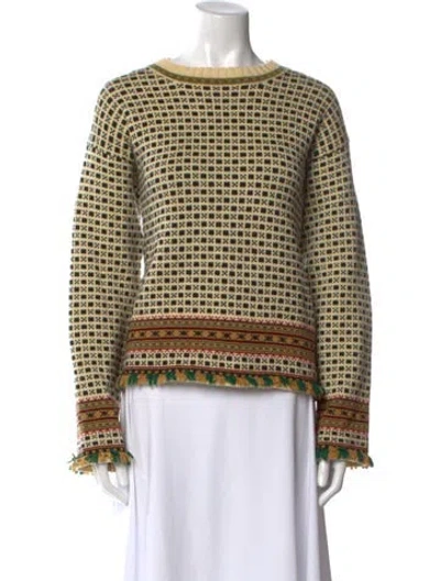 Pre-owned Bode Merino Wool Printed Sweater In Neutral