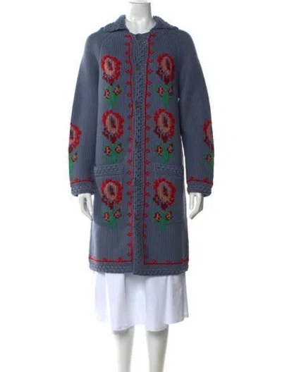 Pre-owned Bode Merino Wool Printed Sweater W/ Tags In Blue