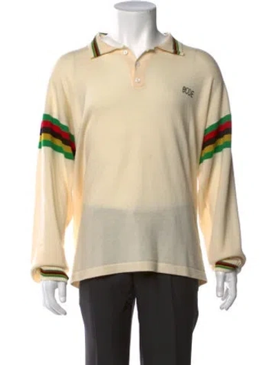 Pre-owned Bode Merino Wool Striped Polo Sweater In Neutral