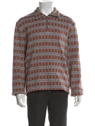 Pre-owned Bode Merino Wool Striped Polo Sweater In Orange