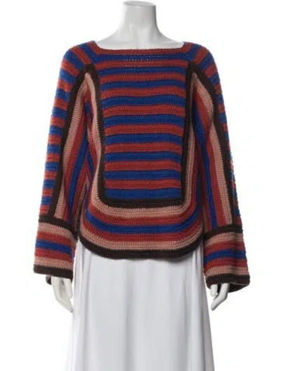 Pre-owned Bode Merino Wool Striped Sweater In Blue
